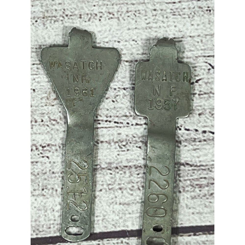 Vintage Wasatch National Forest Grazing Tags 1957 1961 US Forest Service Metal